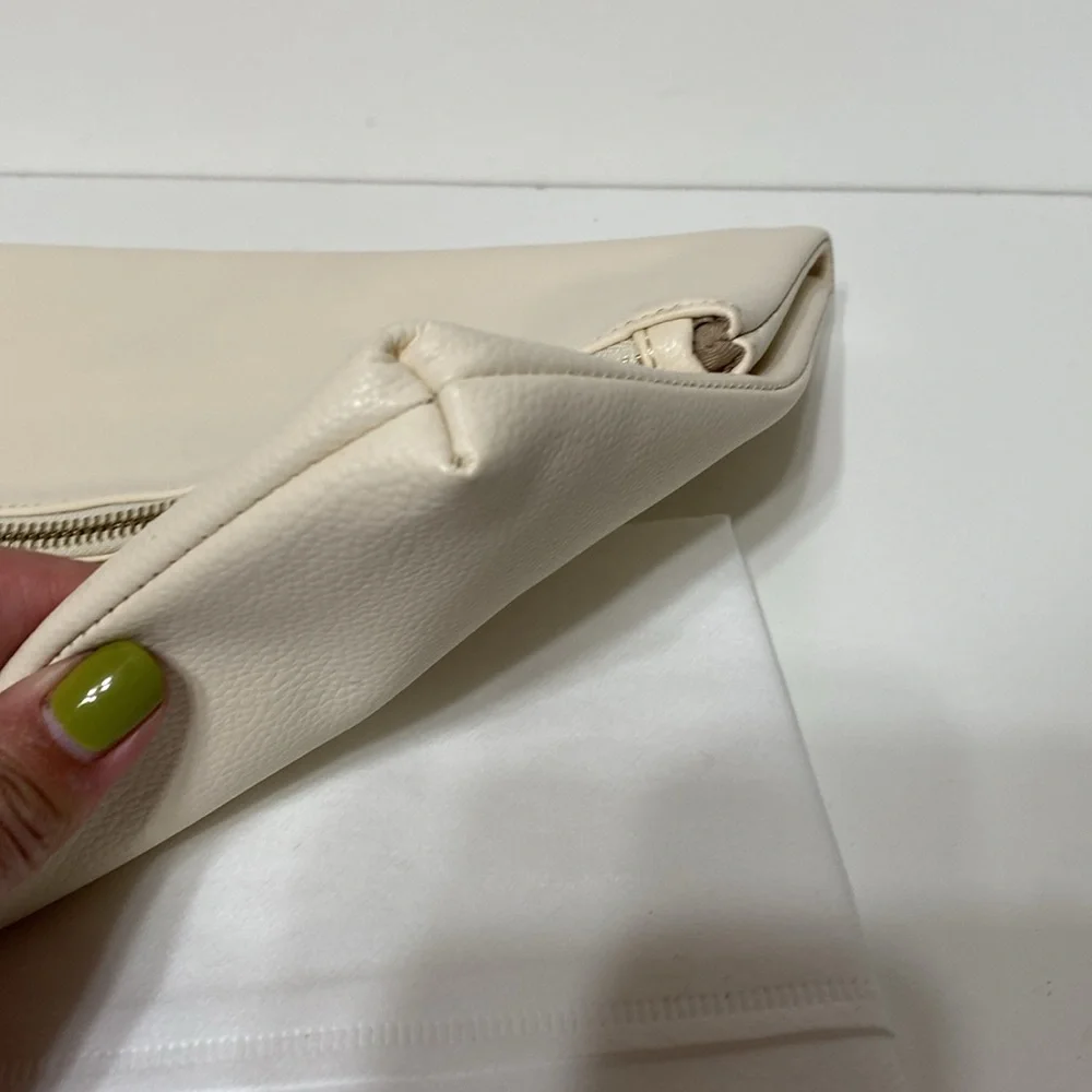MARKFRAN Oversized Foldover Clutch in Ivory
